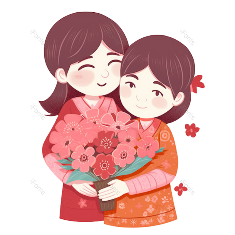 卡通图片,人物素材元素,花朵PNG,鲜花免抠素材
